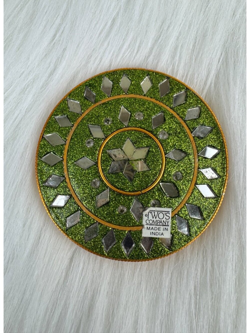 Two's Company Round Pocket Compact Mini Makeup Mirror Green 2.5"x2.5"